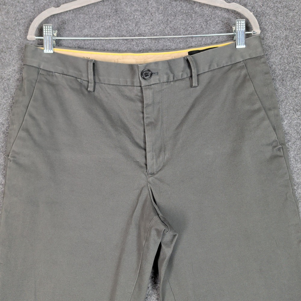 Banana Republic Slim Fit Chinos Mens 33x32 Olive Green Stretch Cotton Pants - Picture 5 of 16